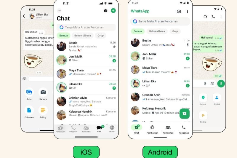 Tampilan baru WhatsApp. Foto: dok. WA