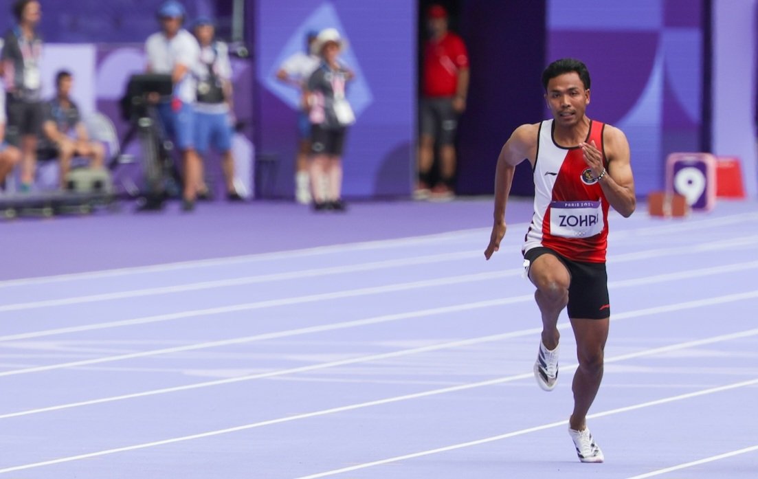 Sprinter Indonesia, Lalu Muhammad Zohri saat tampil di Olimpiade Paris 2024, Sabtu (3/7). Foto: nocindonesia