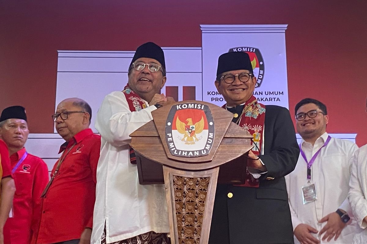 Pasangan calon (paslon) gubernur dan calon wakil gubernur pada Pilkada Jakarta 2024 nomor urut tiga (3), Pramono Anung dan Rano Karno. Foto: Antara