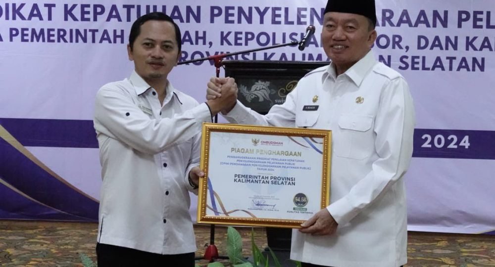Pemprov Kalsel Raih Kategori Hijau Tingkat Kepatuhan Pelayanan Publik