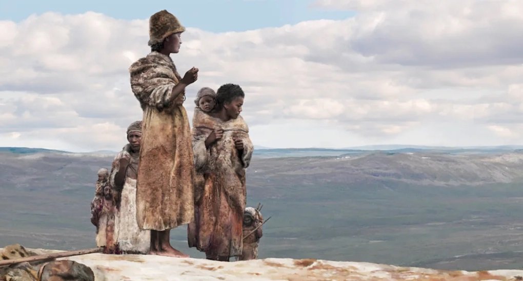 Ilustrasi - Orang-orang Eropa awal yang tinggal di daerah yang sekarang dikenal sebagai Ranis, Jerman, sekitar 45.000 tahun yang lalu dan kemungkinan bepergian bersama-sama melintasi bentang alam padang rumput terbuka. Foto: Tom Björklund/Institut Max Pla