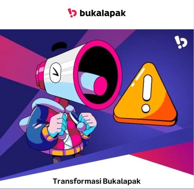 Bukalapak akan melakukan transformasi untuk meningkatkan fokus pada Produk Virtual. Sebagai bagian dari langkah strategis ini, kami akan menghentikan
operasional Marketplace untuk penjualan Produk Fisik. Foto: apakabar.coid