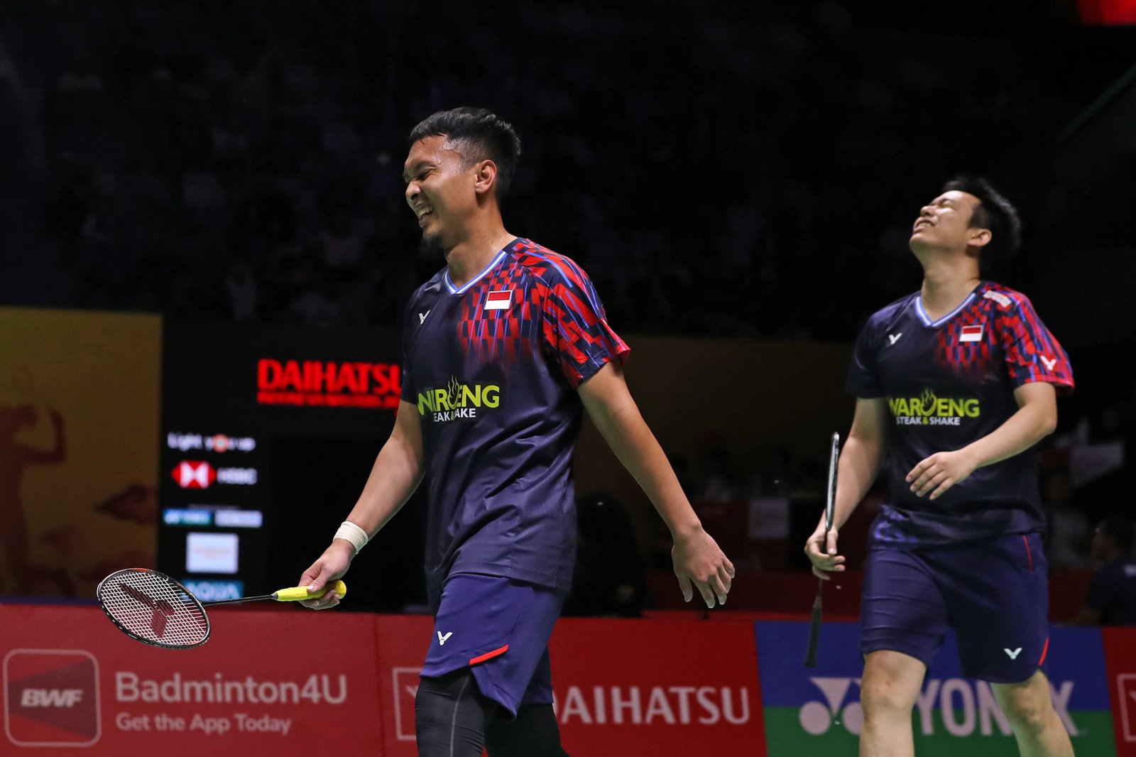 Ganda Putra Indonesia, Hendra Setiawan/Mohammad Ahsan saat tampil di Indonesia Masters 2025 di Istora Senayan, Jakarta, Selasa (21/1). Foto: PBSI 