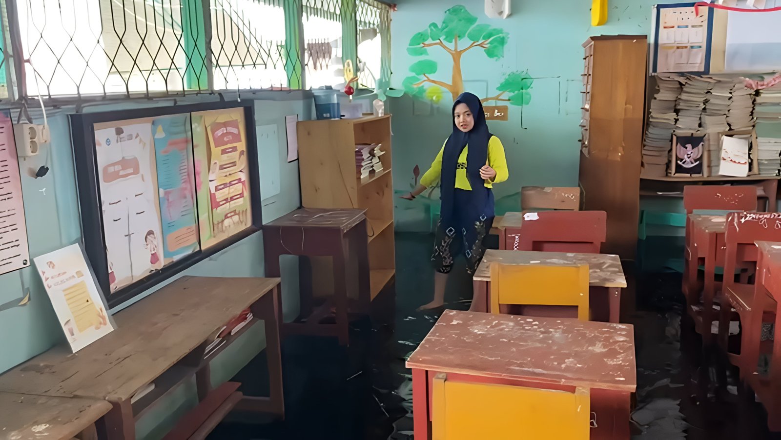 Siswa SDN Gambut 7 Kabupaten Banjar sudah dirumahkan sejak Kamis (16/1) kemarin. foto-hendra