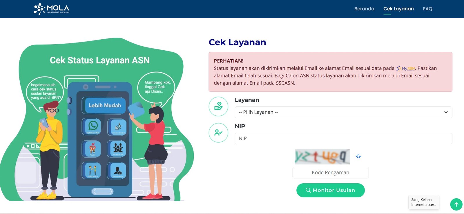Monitoring Layanan (MOLA) BKN, Inovasi Notifikasi dalam Transparansi ASN