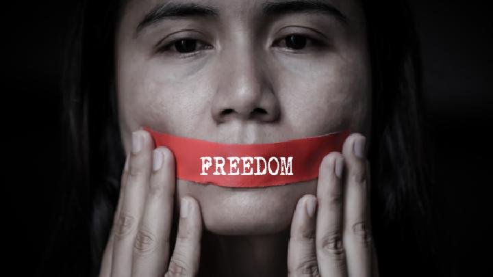 Foto ilustrasi pembungkaman kebebasan berpendapat. Foto: Shutterstock