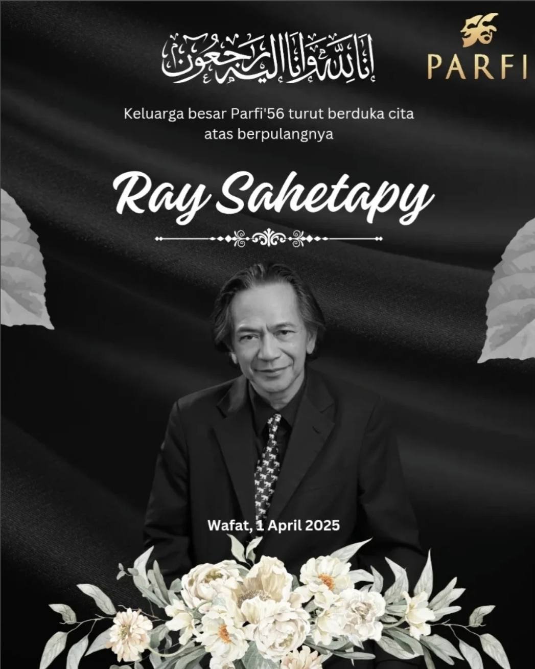 Sosok aktor senior Tanah Air, Ray Sahetapy telah berpulang pada usia 68 tahun. Berpulang pada Selasa (1/4) di RSPAD Gatot Subroto, Jakarta. Foto: Istimewa