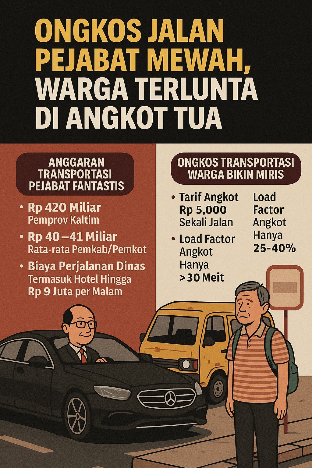 Ironi Transportasi Kaltim: Yang Mewah Pejabat, Yang Susah Rakyat